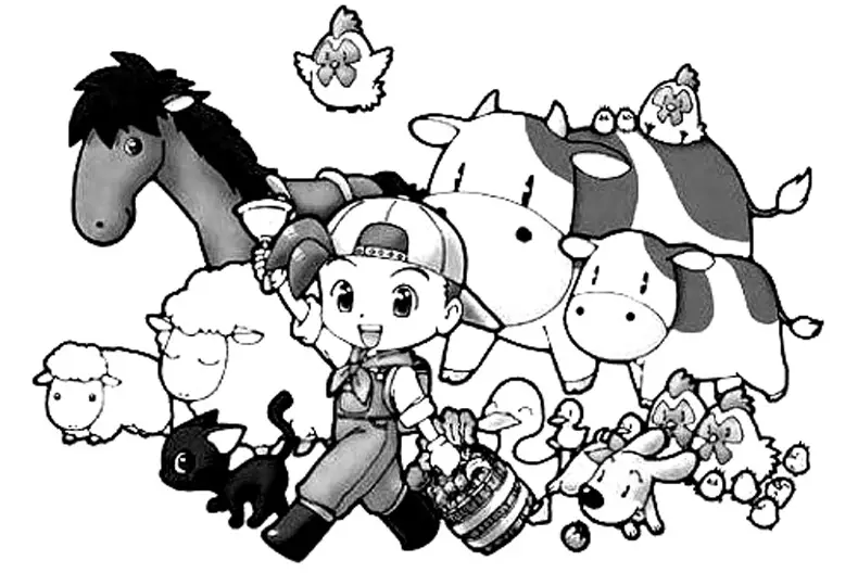 Harvest Moon Colouring Sheets 1